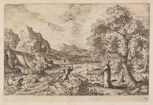 Lámina 22, de Paisajes con escenas del Antiguo y Nuevo Testamento y las Metamorfosis de Ovidio de Hans Bol