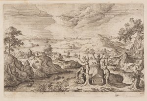 Lámina 28, de Paisajes con escenas del Antiguo y Nuevo Testamento y las Metamorfosis de Ovidio de Hans Bol