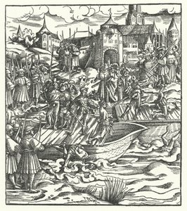 Ejecución de los líderes de un levantamiento contra el gobierno del Archiduque Maximiliano de Austria en Gante, 1484 de Hans Burgkmair