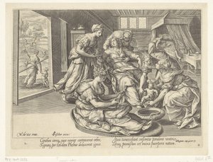 Nacimiento del hijo de la mujer sunamita La historia de Eliseo y la mujer sunnemita (título de la serie) de Hans Collaert (I)