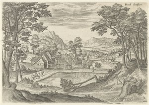 Vista de Bosvoorde Hooch bootffort (título en objeto) Lugares de interés del área de Bruselas (título de la serie) de Hans Collaert (I)