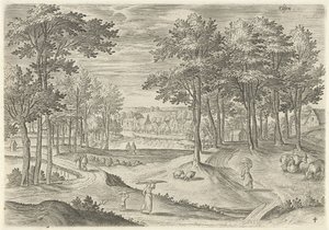 Vista de Ixelles Elsen (título sobre el objeto) Lugares de interés del área de Bruselas (título de la serie)