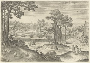 Vista de Ixelles Ixelles cerca de Bruselas (título sobre objeto) Lugares de interés del área de Bruselas (título de la serie) de Hans Collaert (I)