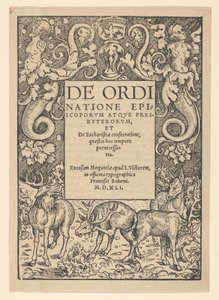 Borde del título con tres ciervos y una cierva de Hans Cranach
