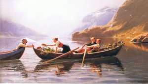 Jugueteando en el lago, de fuente de revista o libro desconocido de Hans Dahl