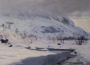 Paisaje de montaña, invierno de Hans Fredrik Henriksen Borgen