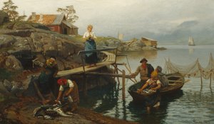 Después de la pesca (Inicio de la pesca) de Hans Gude