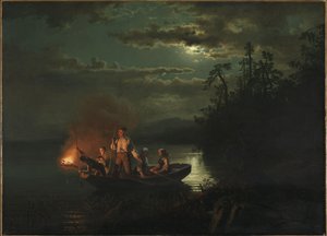 Pesca submarina en el lago Kroderen de Hans Gude