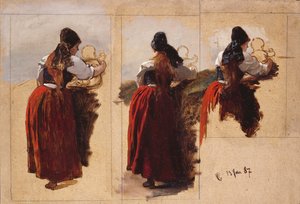 Estudios de una Mujer de Rügen de Hans Gude
