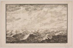Barcos en mar agitado. Ilustración para Fontenay, "Evolución del Mar"; Copenhague 1743 de Hans Henrich Christian Ulrich