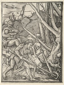La danza de la muerte: Adán labrando la tierra de Hans Holbein
