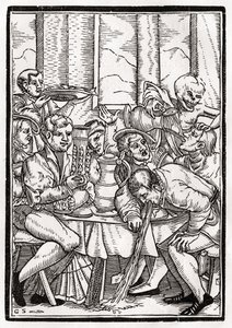 La muerte viene por el borracho, grabado por Georg Scharffenberg, de 