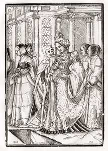 La muerte viene por la emperatriz, grabado por Georg Scharffenberg, de 