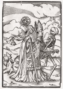 La muerte llega al obispo, grabado por Georg Scharffenberg, de 