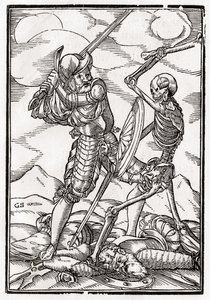 La muerte llega al soldado, grabado por Georg Scharffenberg, de 