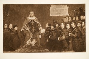 Enrique VIII otorgando una carta a los Barberos-Cirujanos de Hans Holbein der Jüngere