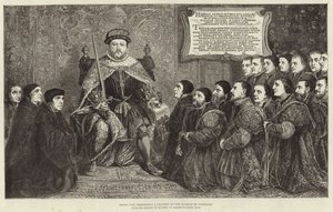 El rey Enrique VIII presentando una carta al Colegio de Cirujanos de Hans Holbein der Jüngere