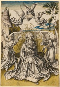 Madonna y ángeles en un paisaje, c.1500