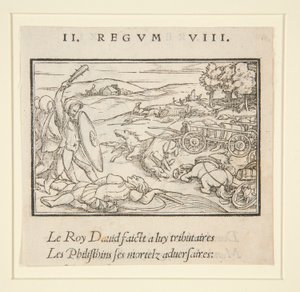 David somete a sus enemigos (anverso); David y Urías (verso)