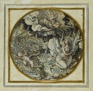Agar e Ismael - Diseño para un colgante o insignia de sombrero, c.1532-43 de Hans Holbein der Jüngere