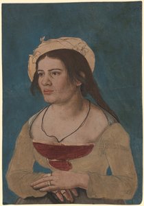 Hans Holbein el Joven (circa) - Retrato de una joven con corpiño rojo, Inv. 1823.143 de Hans Holbein the Younger