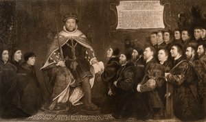 Enrique VIII otorgando una carta a los gremios de barberos y cirujanos de Hans Holbein der Jüngere