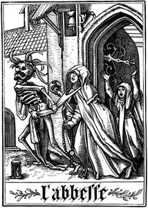 La abadesa visitada por la Muerte, 1538 de Hans Holbein der Jüngere