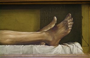 El cuerpo de Cristo muerto (detalle) de Hans Holbein der Jüngere