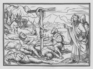 La serpiente de bronce, Números XXI, 9 de Hans Holbein der Jüngere