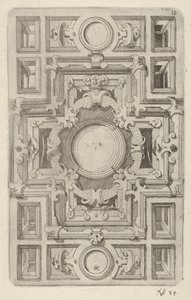 Diseño para un techo con obra de correa y un centro en forma de cruz de Hans Jakbob Ebelmann
