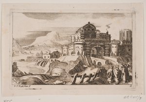 Paisaje con Jesús y dos apóstoles frente a una puerta de la ciudad de Hans Jørgen Kirksteen