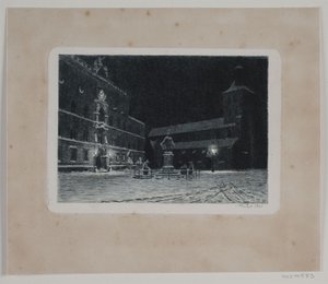 La plaza de la iglesia de San Canuto en Odense. Tarde de Hans Julius Fæster