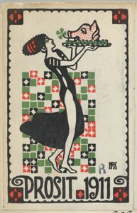 Tarjeta de Año Nuevo: Cheers 1911 Prosit, 1910
