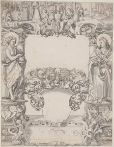 Diseño de vidrio con San Juan Bautista y San Juan Evangelista de Hans Kaspar Lang the Elder