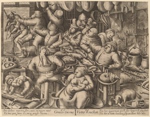 La cocina gorda de Hans Liefrinck I, after Pieter van der Heyden, after Pieter Bruegel the Elder