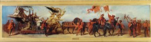 Die Eisenbahnen - Los ferrocarriles, boceto para el Jubileo-procesión 1879 ... (pintura sobre lienzo) de Hans Makart