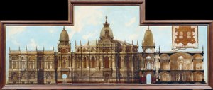 Diseño para un palacio: parte trasera y plano de planta
