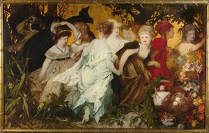 Amoretti moderno, tríptico, panel izquierdo, 1868 de Hans Makart