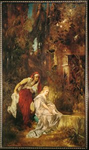 Blancanieves durmiente ... (pintura sobre lienzo) de Hans Makart