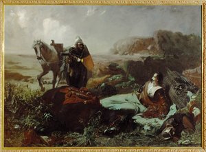La muerte del Conde Pappenheim, General durante la Guerra de los Treinta Años ... (pintura sobre lienzo) de Hans Makart