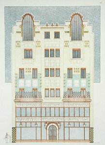 Diseño para un edificio de cinco pisos, principios de 1900, de 
