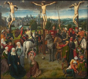 Tríptico del Calvario, panel central, 1480s de Hans Memling