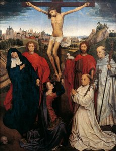 Crucifixión, panel central del Tríptico de Jan Crabbe, c.1470 de Hans Memling