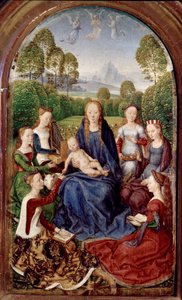 Díptico de Jean du Cellier: Virgen y seis santos de Hans Memling