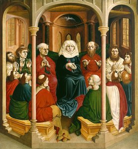El descenso del Espíritu Santo Pentecostés. Las alas del altar de Wurzach, 1437 de Hans Multscher