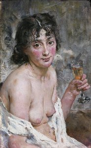 Chica champaña (óleo sobre lienzo)