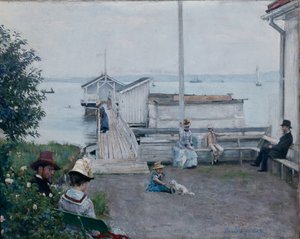 La casa de baños en Asgardstrand (óleo sobre lienzo) de Hans Olaf Heyerdahl