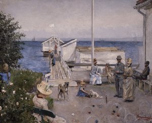 El muelle de Åsgårdstrand (óleo sobre lienzo) de Hans Olaf Heyerdahl