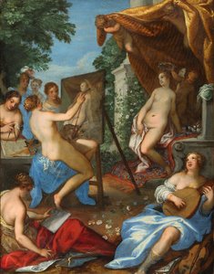 Alegoría de las artes con Pictura pintando a Venus de Hans Rottenhammer