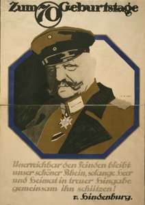 Póster celebrando el 70º cumpleaños del Mariscal de Campo Paul von Hindenburg, 1917